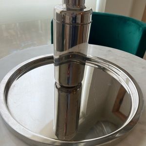 CB2 stainless steel Bar tray and cocktail shaker
